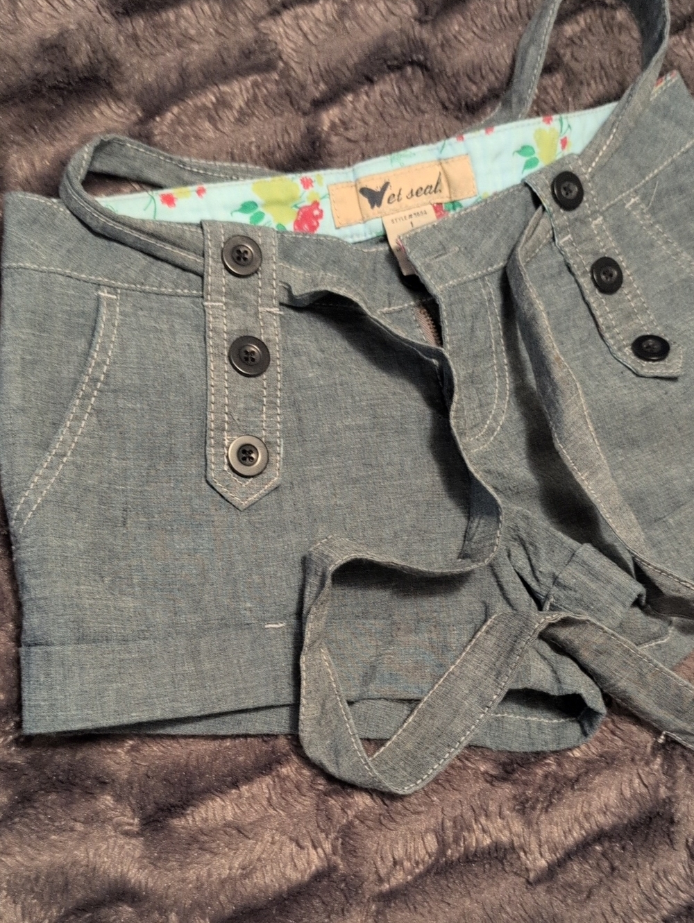 Wet Seal Girls' Chambray Button-Front Shorts with Tie